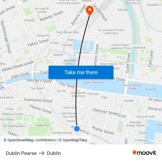 Dublin Pearse to Dublin map