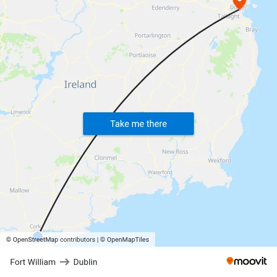 Fort William to Dublin map