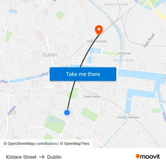 Kildare Street to Dublin map
