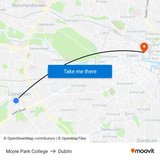 Moyle Park College to Dublin map