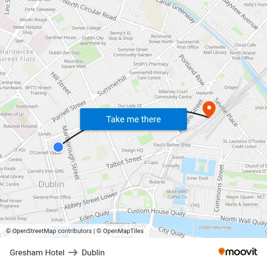 Gresham Hotel to Dublin map