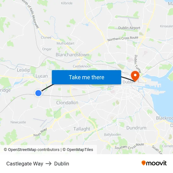Castlegate Way to Dublin map