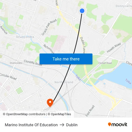 Marino Institute Of Education to Dublin map