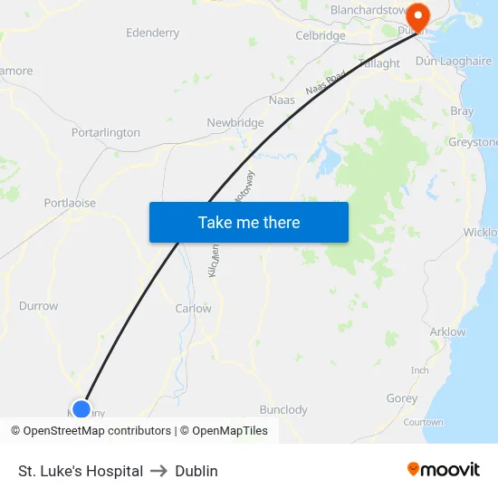 St. Luke's Hospital to Dublin map
