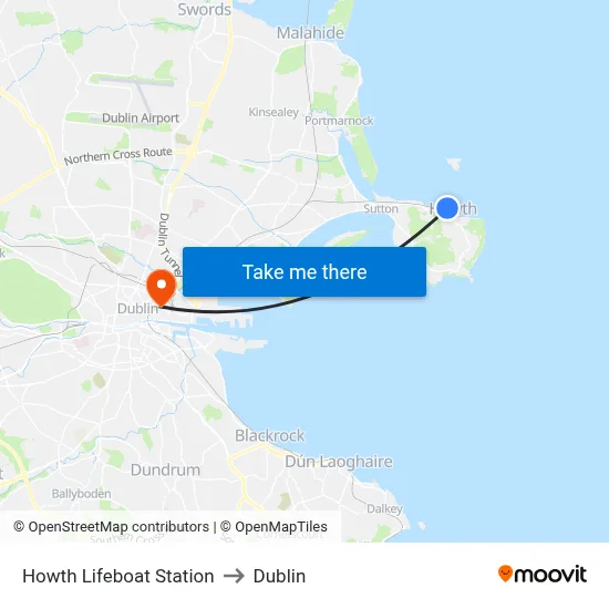 Howth Lifeboat Station to Dublin map