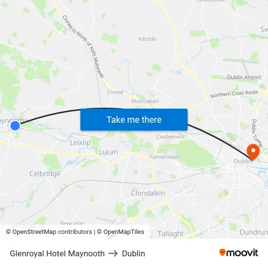 Glenroyal Hotel Maynooth to Dublin map