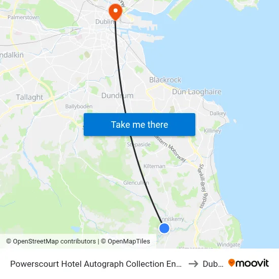 Powerscourt Hotel Autograph Collection Enniskerry to Dublin map