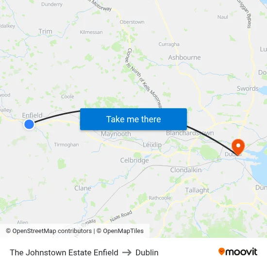 The Johnstown Estate Enfield to Dublin map
