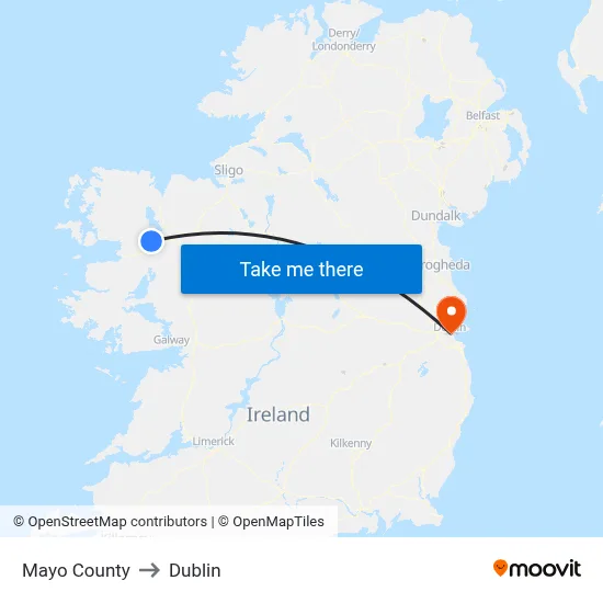 Mayo County to Dublin map