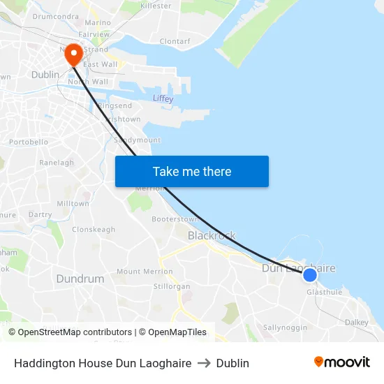Haddington House Dun Laoghaire to Dublin map
