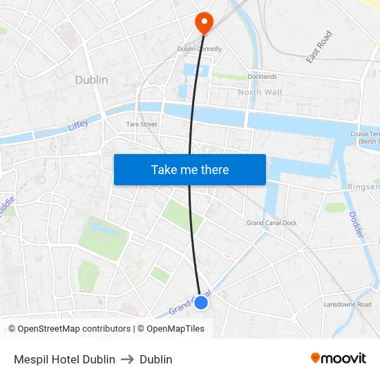 Mespil Hotel Dublin to Dublin map
