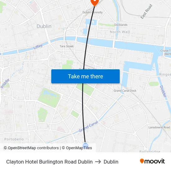 Clayton Hotel Burlington Road Dublin to Dublin map