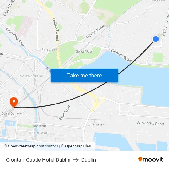 Clontarf Castle Hotel Dublin to Dublin map