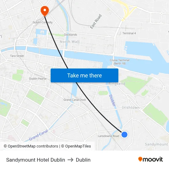 Sandymount Hotel Dublin to Dublin map