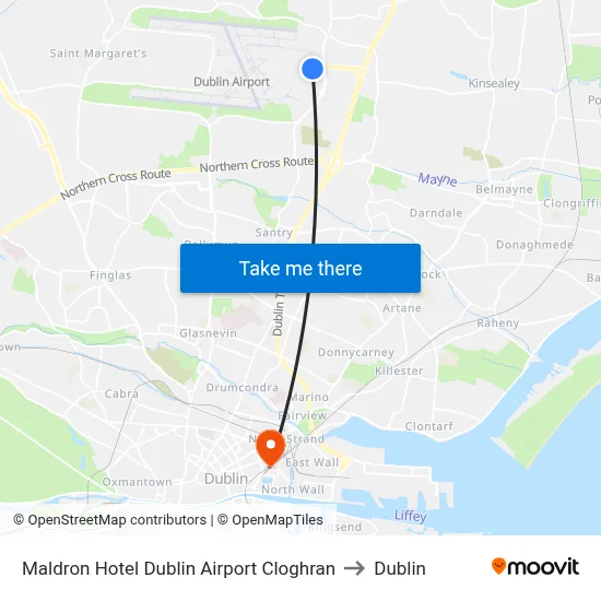 Maldron Hotel Dublin Airport Cloghran to Dublin map