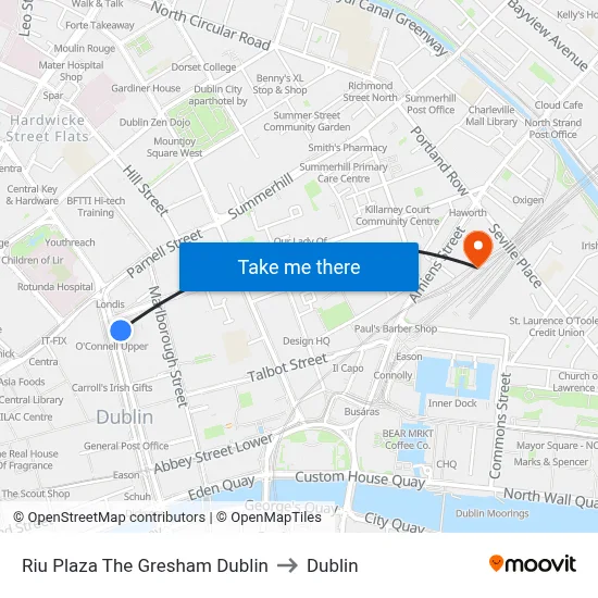 Riu Plaza The Gresham Dublin to Dublin map