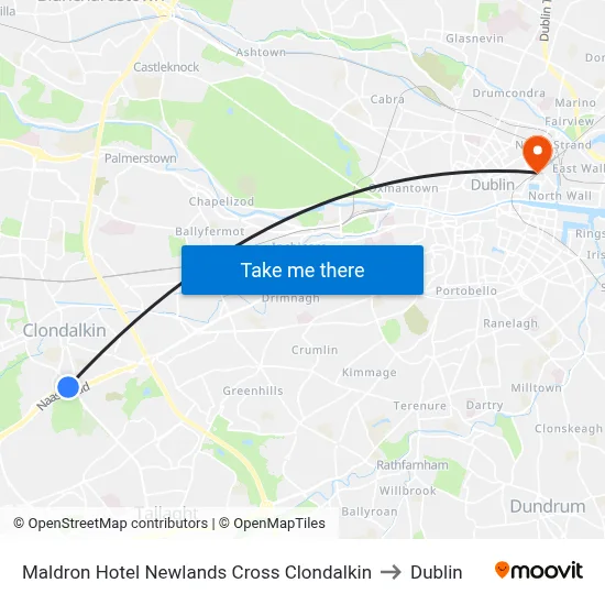 Maldron Hotel Newlands Cross Clondalkin to Dublin map