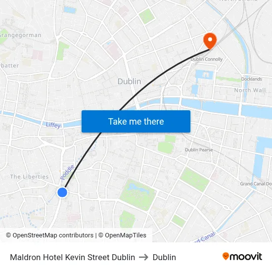 Maldron Hotel Kevin Street Dublin to Dublin map