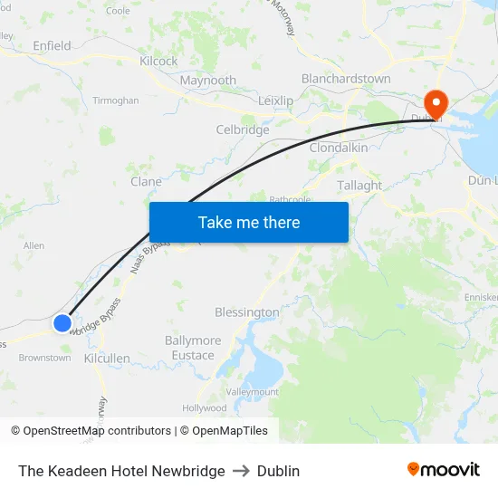 The Keadeen Hotel Newbridge to Dublin map