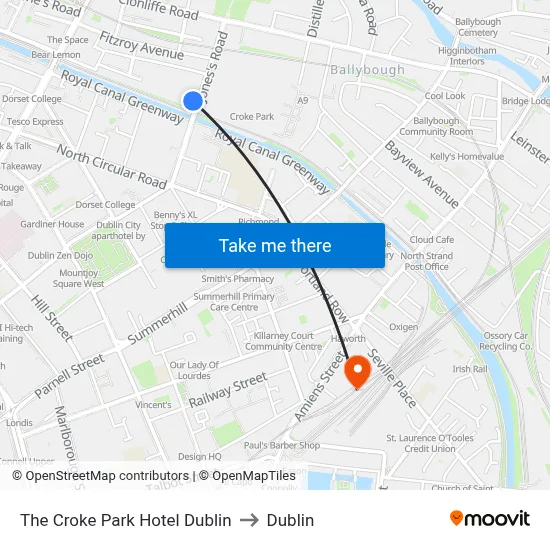 The Croke Park Hotel Dublin to Dublin map