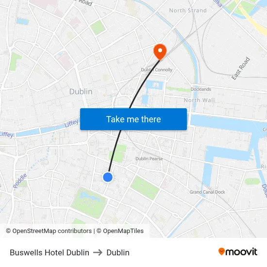 Buswells Hotel Dublin to Dublin map