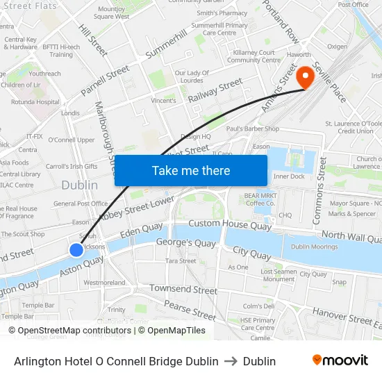 Arlington Hotel O Connell Bridge Dublin to Dublin map