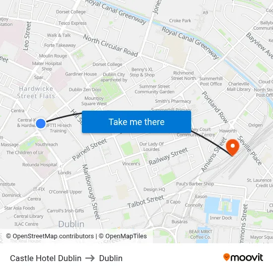 Castle Hotel Dublin to Dublin map