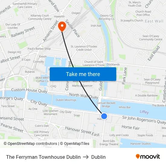 The Ferryman Townhouse Dublin to Dublin map