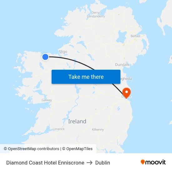 Diamond Coast Hotel Enniscrone to Dublin map