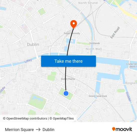Merrion Square to Dublin map