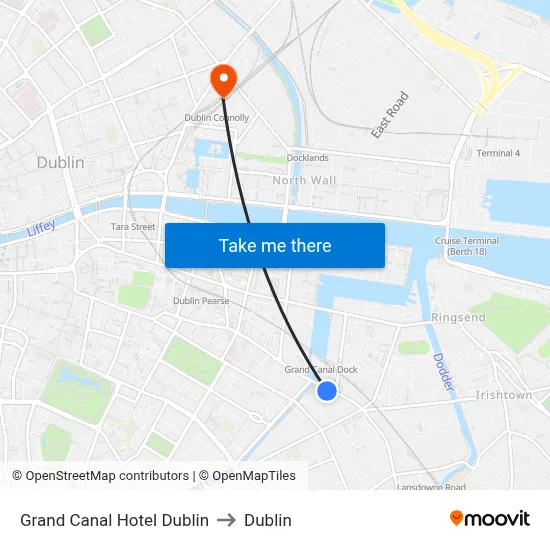 Grand Canal Hotel Dublin to Dublin map