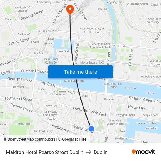 Maldron Hotel Pearse Street Dublin to Dublin map