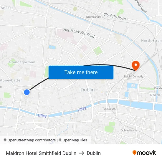 Maldron Hotel Smithfield Dublin to Dublin map