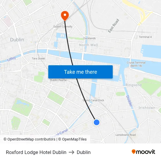 Roxford Lodge Hotel Dublin to Dublin map