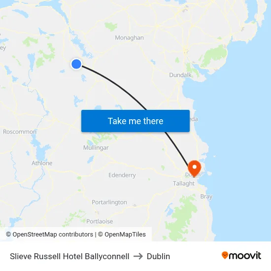Slieve Russell Hotel Ballyconnell to Dublin map