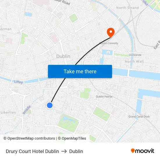 Drury Court Hotel Dublin to Dublin map