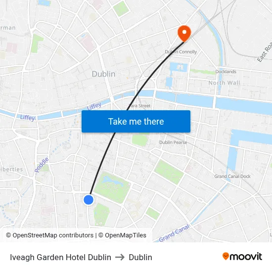 Iveagh Garden Hotel Dublin to Dublin map