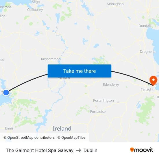 The Galmont Hotel Spa Galway to Dublin map