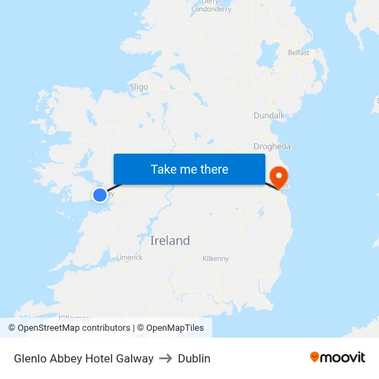 Glenlo Abbey Hotel Galway to Dublin map