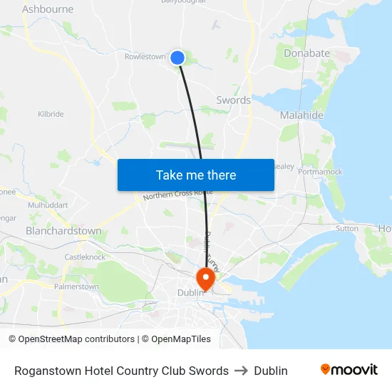 Roganstown Hotel Country Club Swords to Dublin map