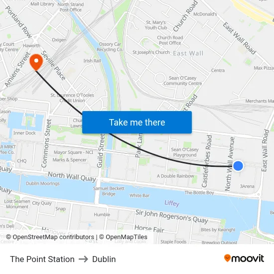 The Point Station to Dublin map