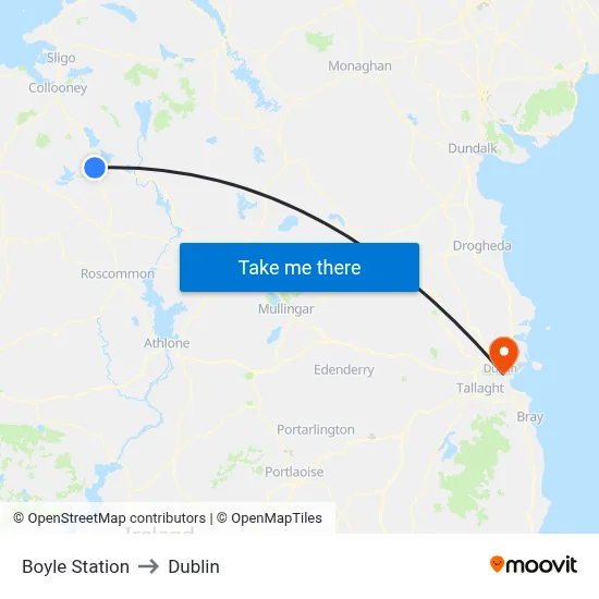 Boyle Station to Dublin map