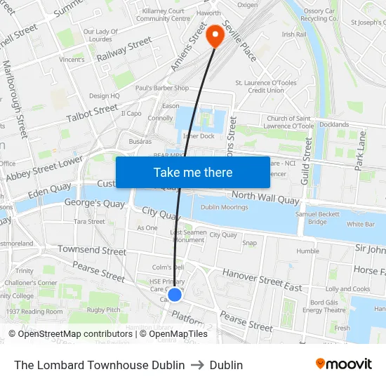 The Lombard Townhouse Dublin to Dublin map