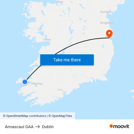 Annascaul GAA to Dublin map