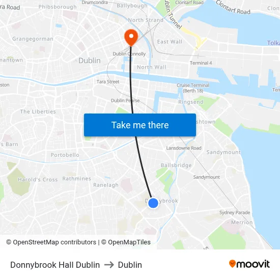 Donnybrook Hall Dublin to Dublin map