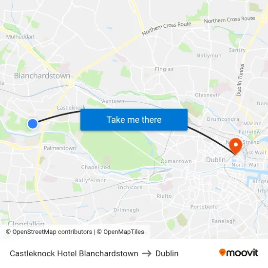 Castleknock Hotel Blanchardstown to Dublin map