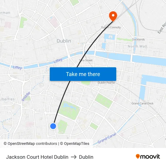 Jackson Court Hotel Dublin to Dublin map