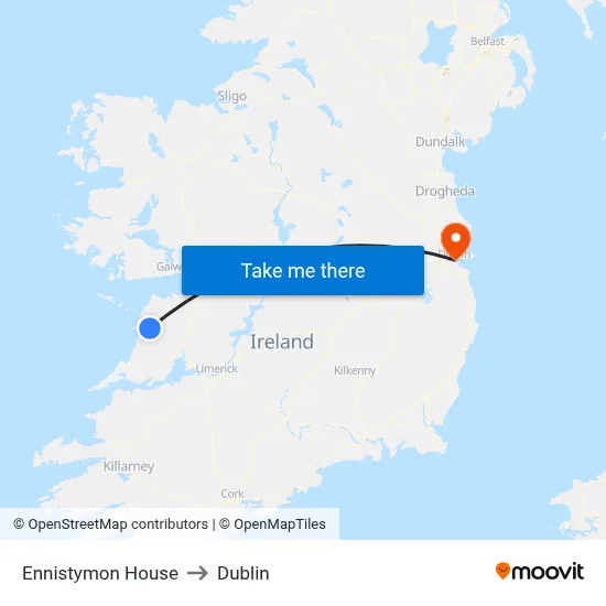 Ennistymon House to Dublin map
