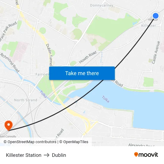 Killester Station to Dublin map