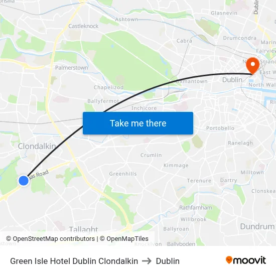 Green Isle Hotel Dublin Clondalkin to Dublin map